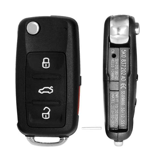 Metallo PREMIUM For Volkswagen 2010-2016 4-Button NBG010180T w/Trunk (Back screw) Flip key Shells (T) #1849